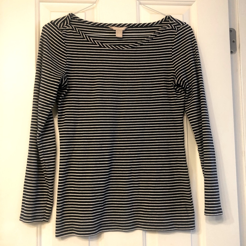 Banana republic size small S 0 2 4 white and blue striped top shirt